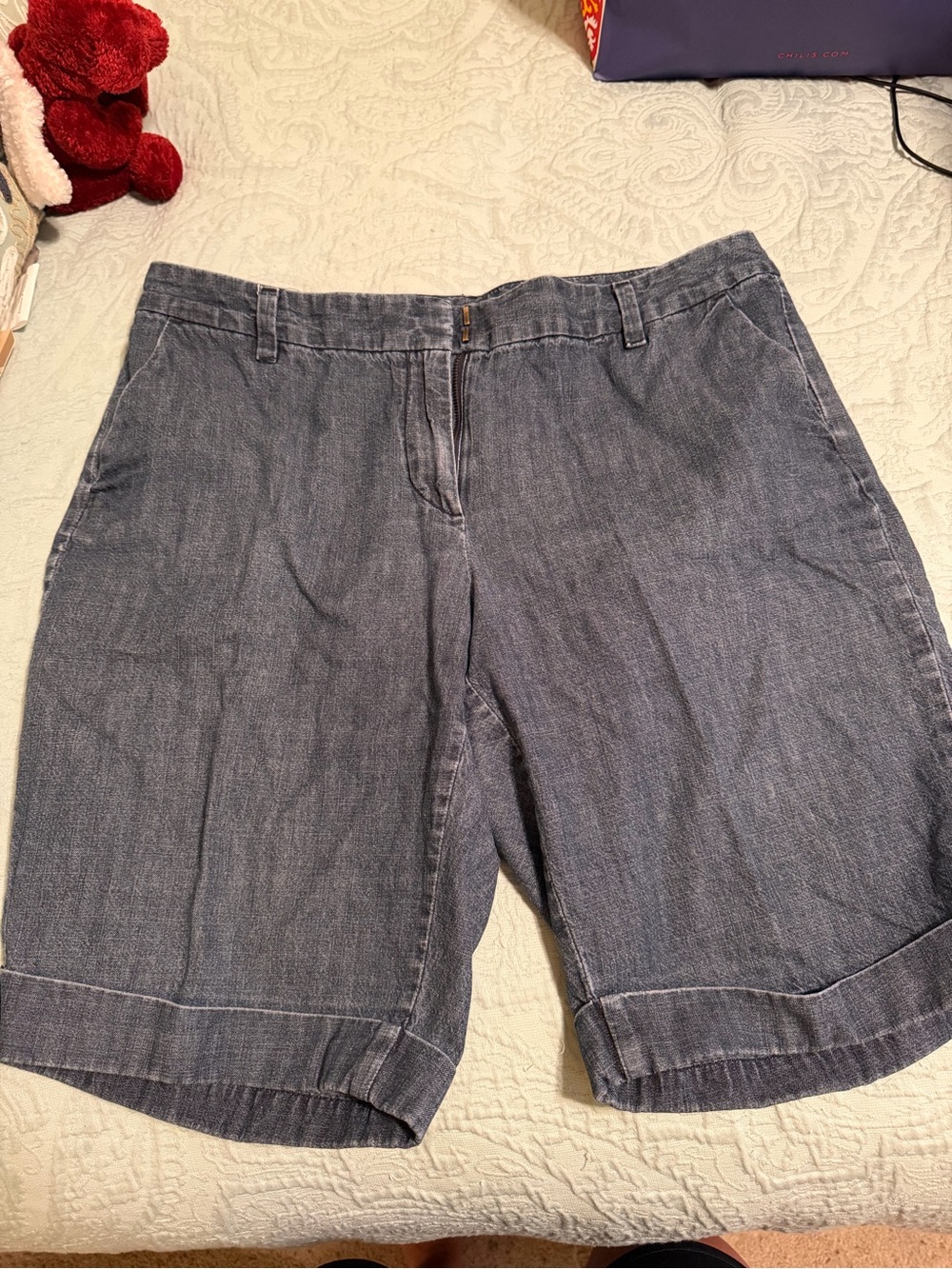Ann Taylor Denim-Style Bermuda Shorts - Blue